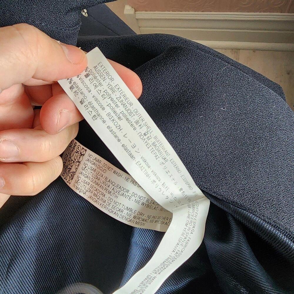 Lknw Navy Zara Basic Long Blazer Jacket Lined Ruf… - image 8